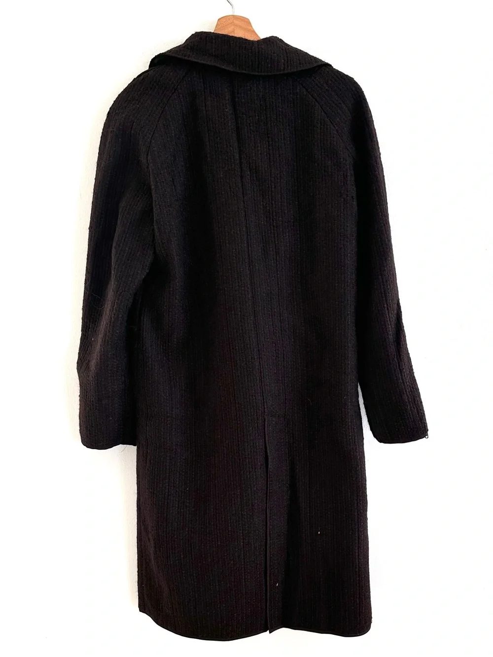 Cesare Fabbri Virgin Wool Coat Made in Italy Brown Moto Trench Style Medium
